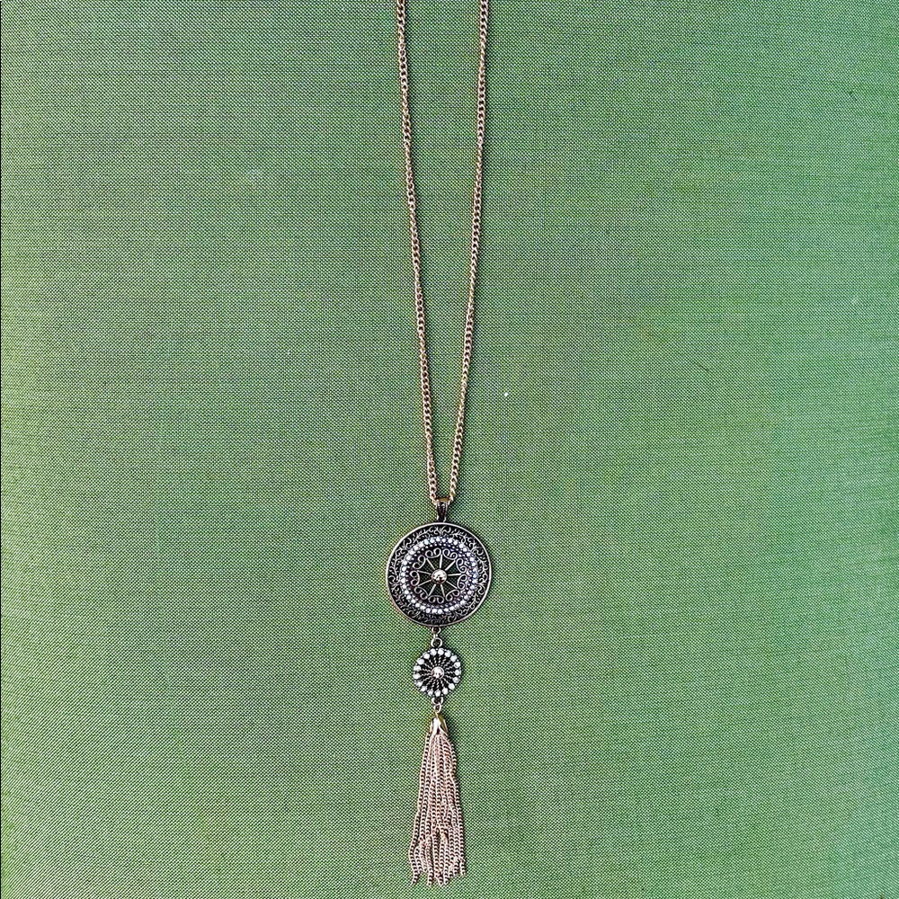 I Am long gold necklace